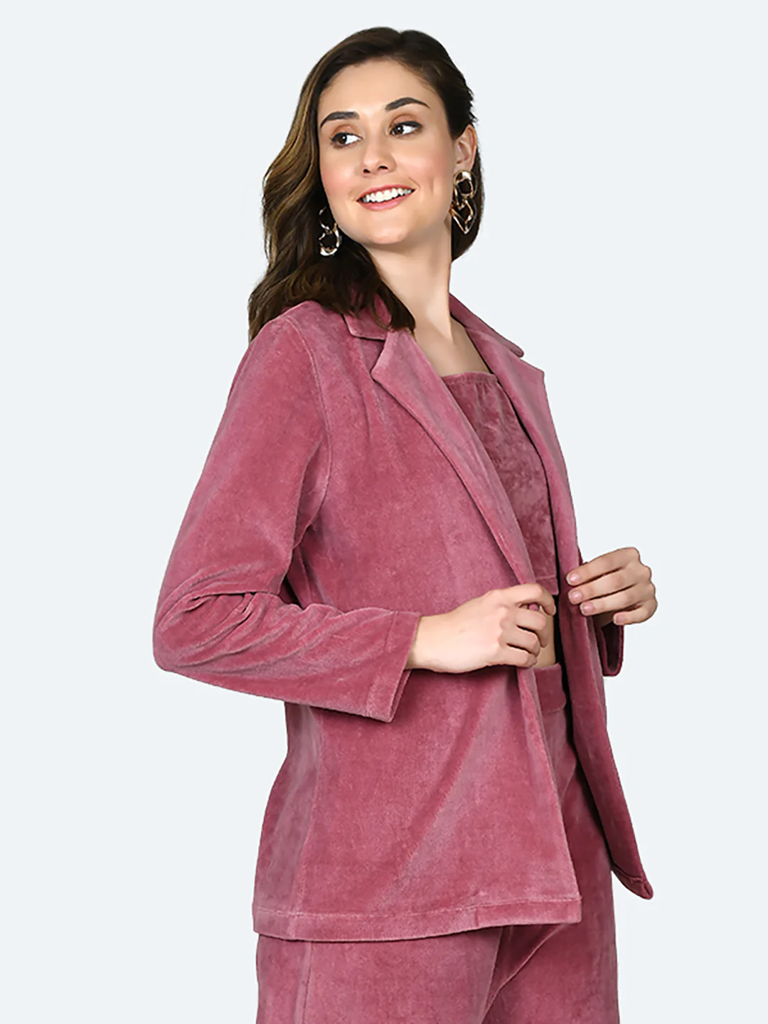 Pink Solid Fitted Jacket - Image 3