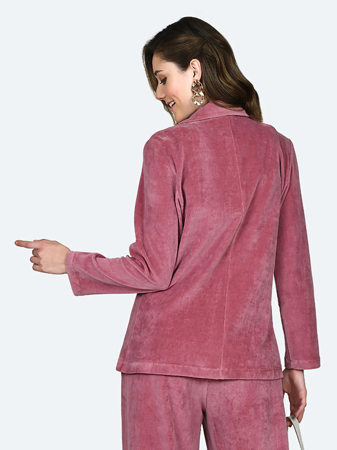 Pink Solid Fitted Jacket - Image 4