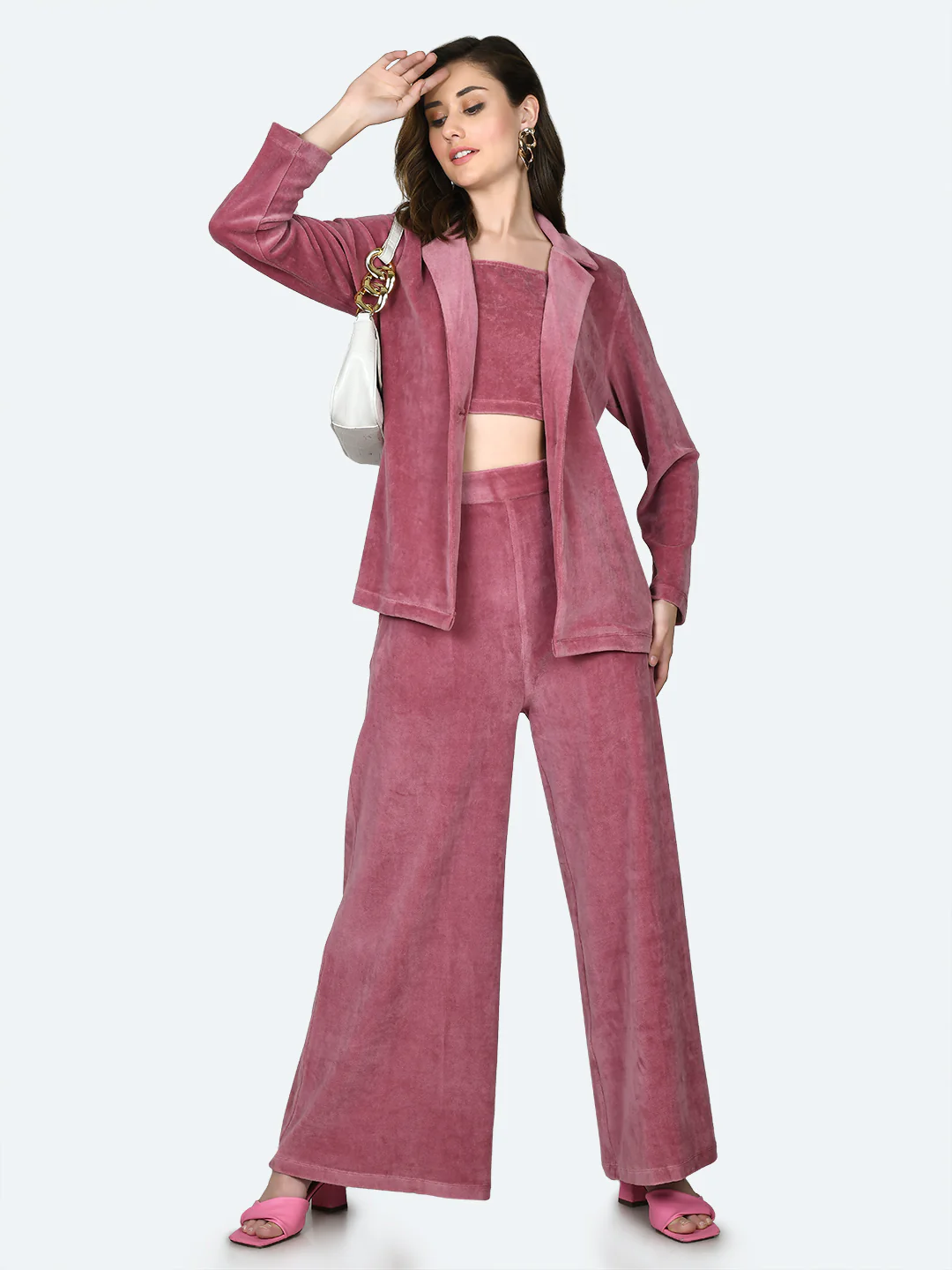 Pink Solid Fitted Jacket - Image 5