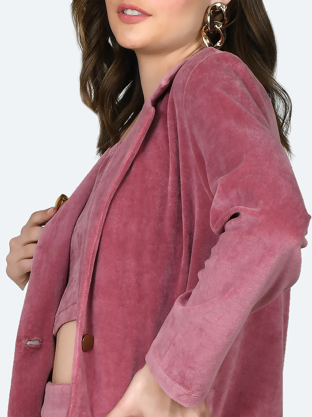 Pink Solid Fitted Jacket - Image 6