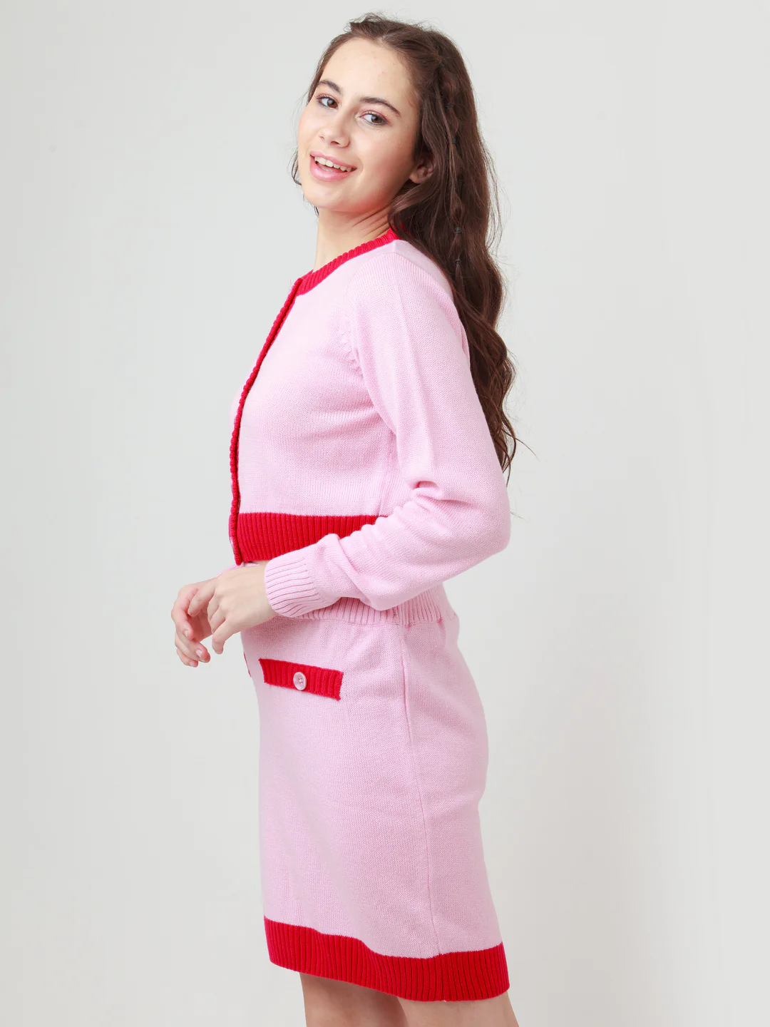Pink Solid Fitted Sweater - Image 2