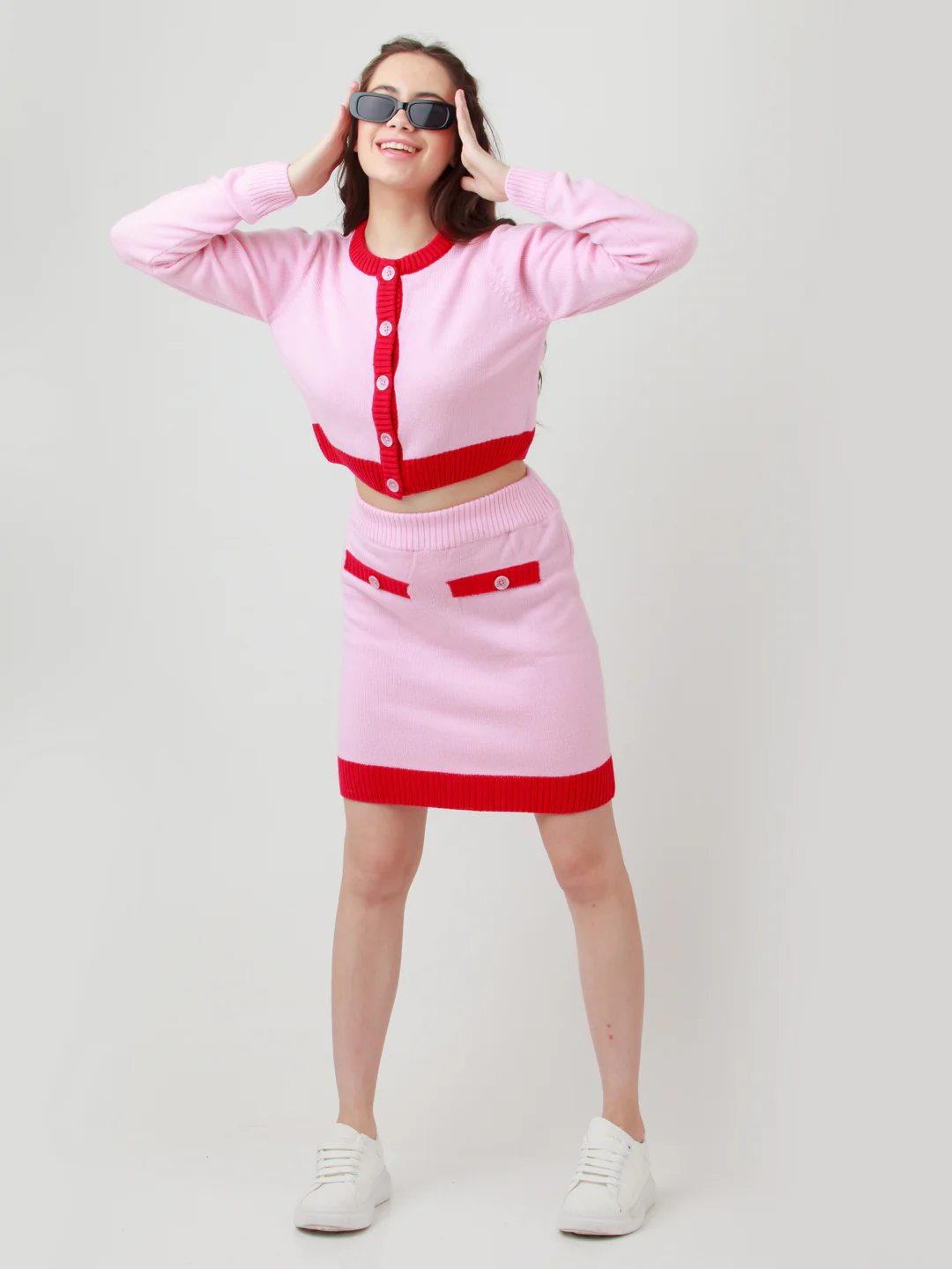 Pink Solid Fitted Sweater - Image 3