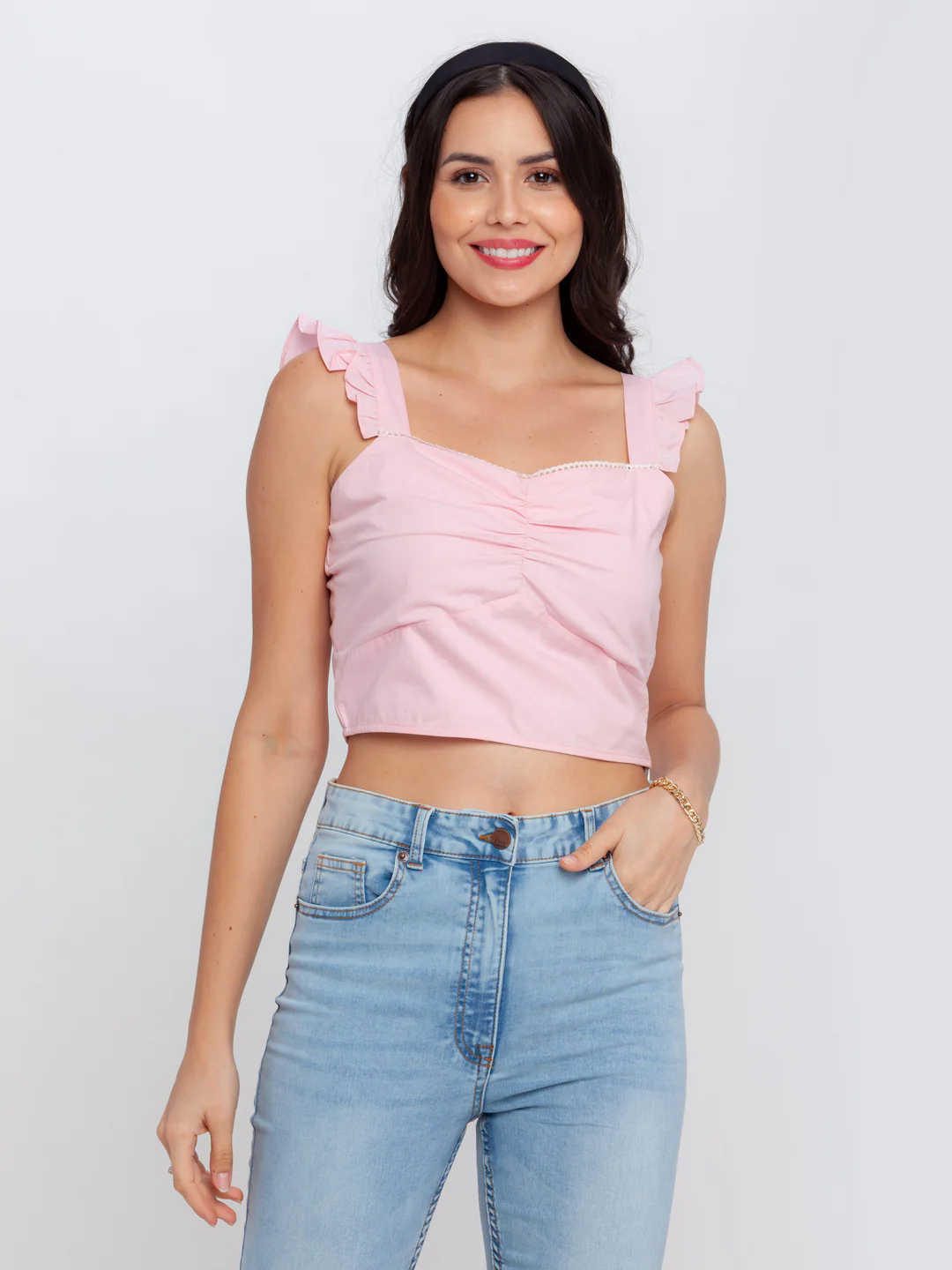 Pink Solid Fitted Top - Image 2