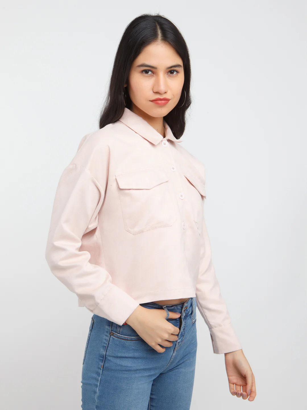 Pink Solid Fitted Jacket - Image 3