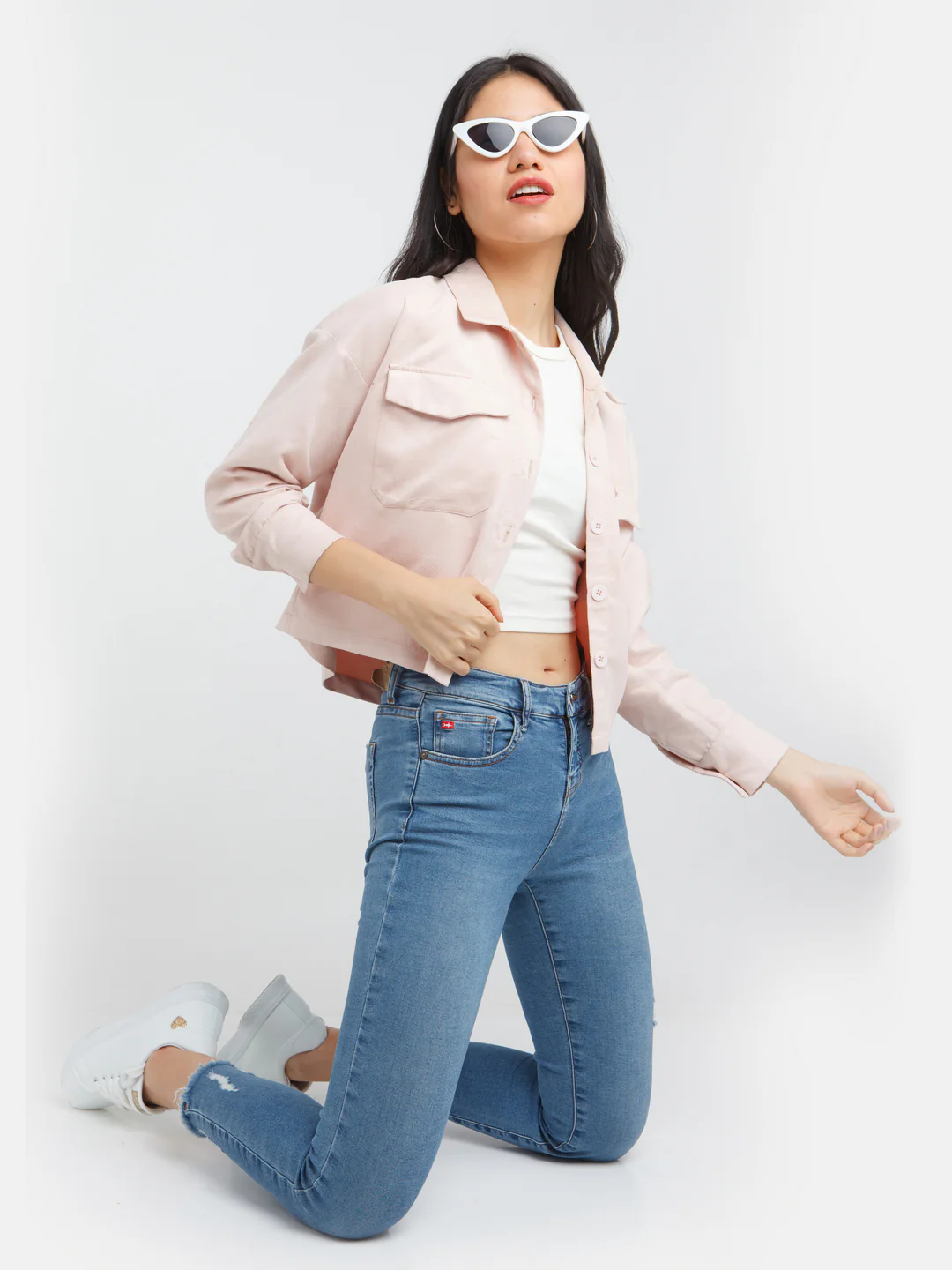 Pink Solid Fitted Jacket - Image 5
