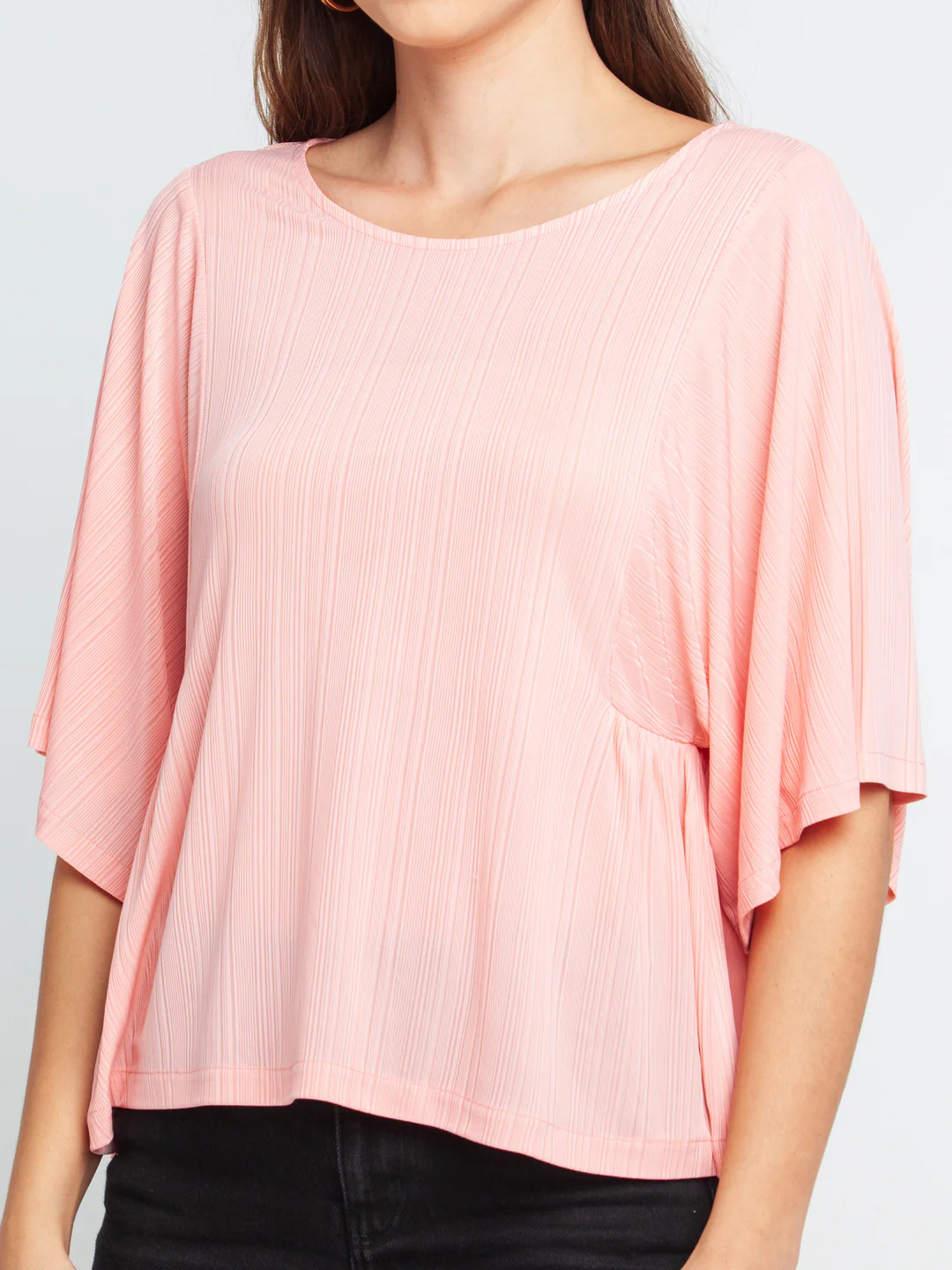 Pink Solid Flared Sleeve Top - Image 6