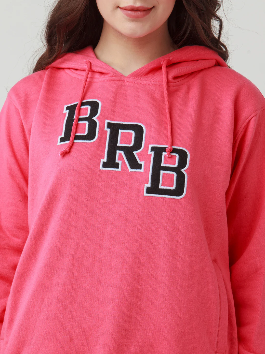 Pink Solid Hoodie Sweatshirt - Image 6