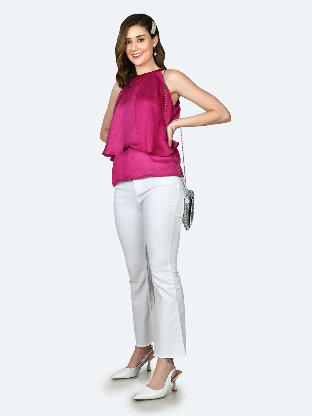 Pink Solid Layered Top - Image 5