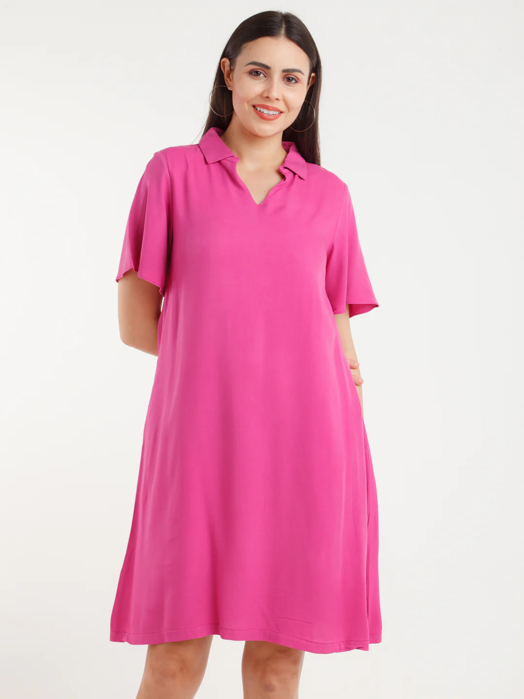 Pink Solid Mini Dress - Image 2