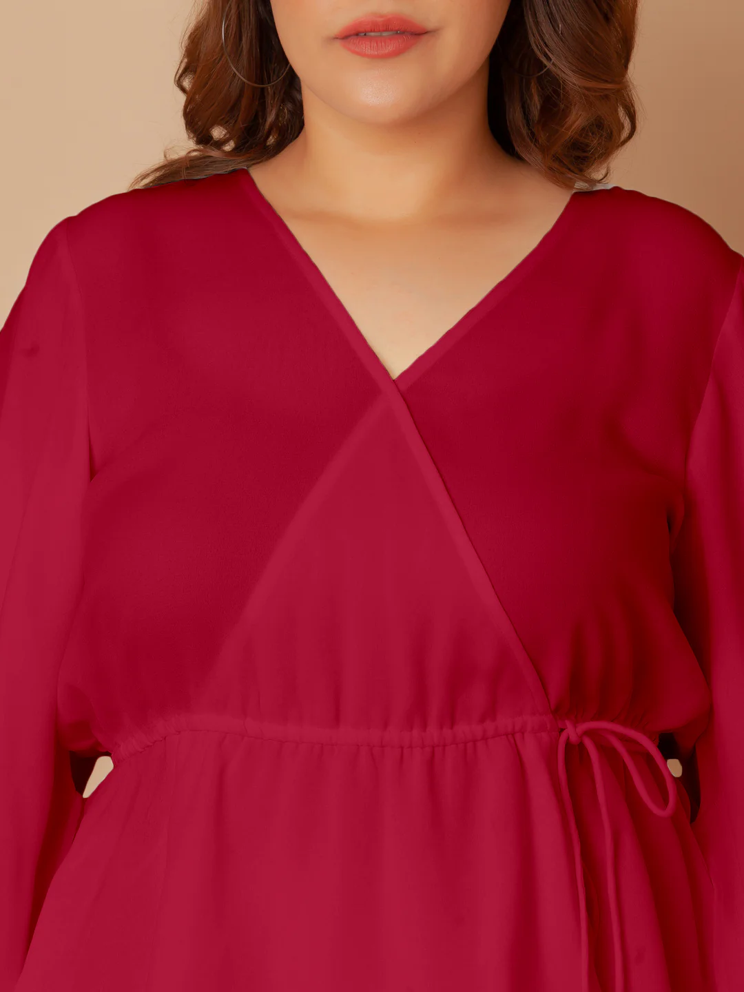 Pink Solid Peplum Top - Image 5