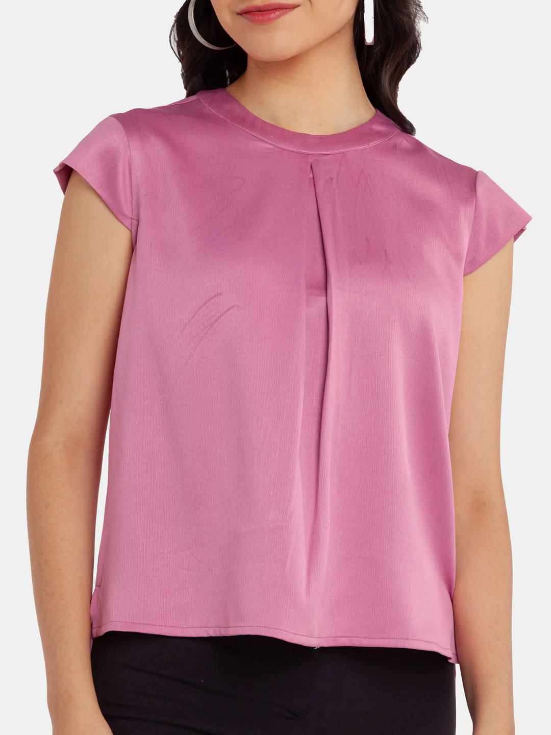 Pink Solid Pleated Top - Image 6