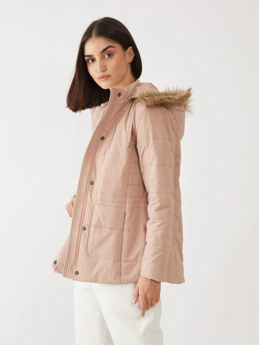 Pink Solid Quilted Jacket - Image 4