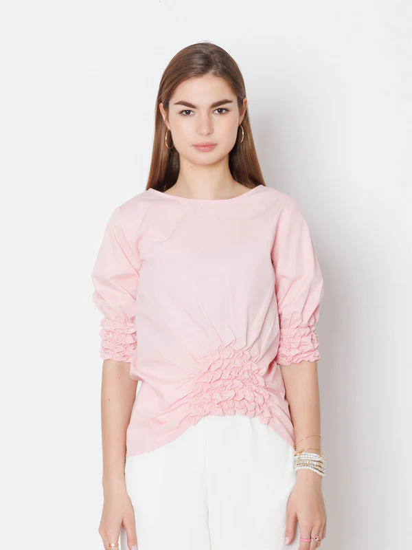 Pink Solid Regular Fit Top - Image 2