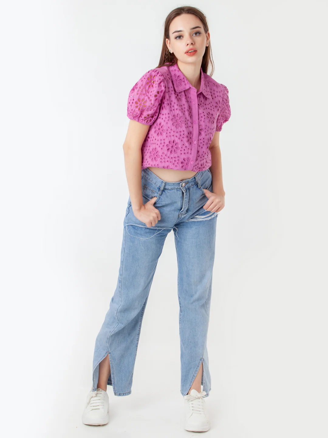 Pink Solid Regular Shirt - Image 5