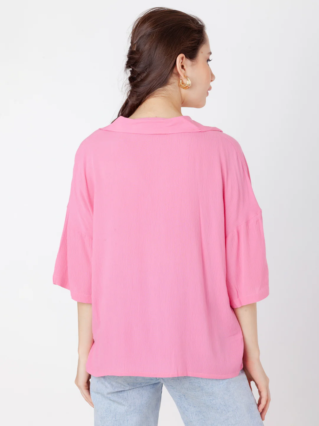 Pink Solid Regular Shirt - Image 5