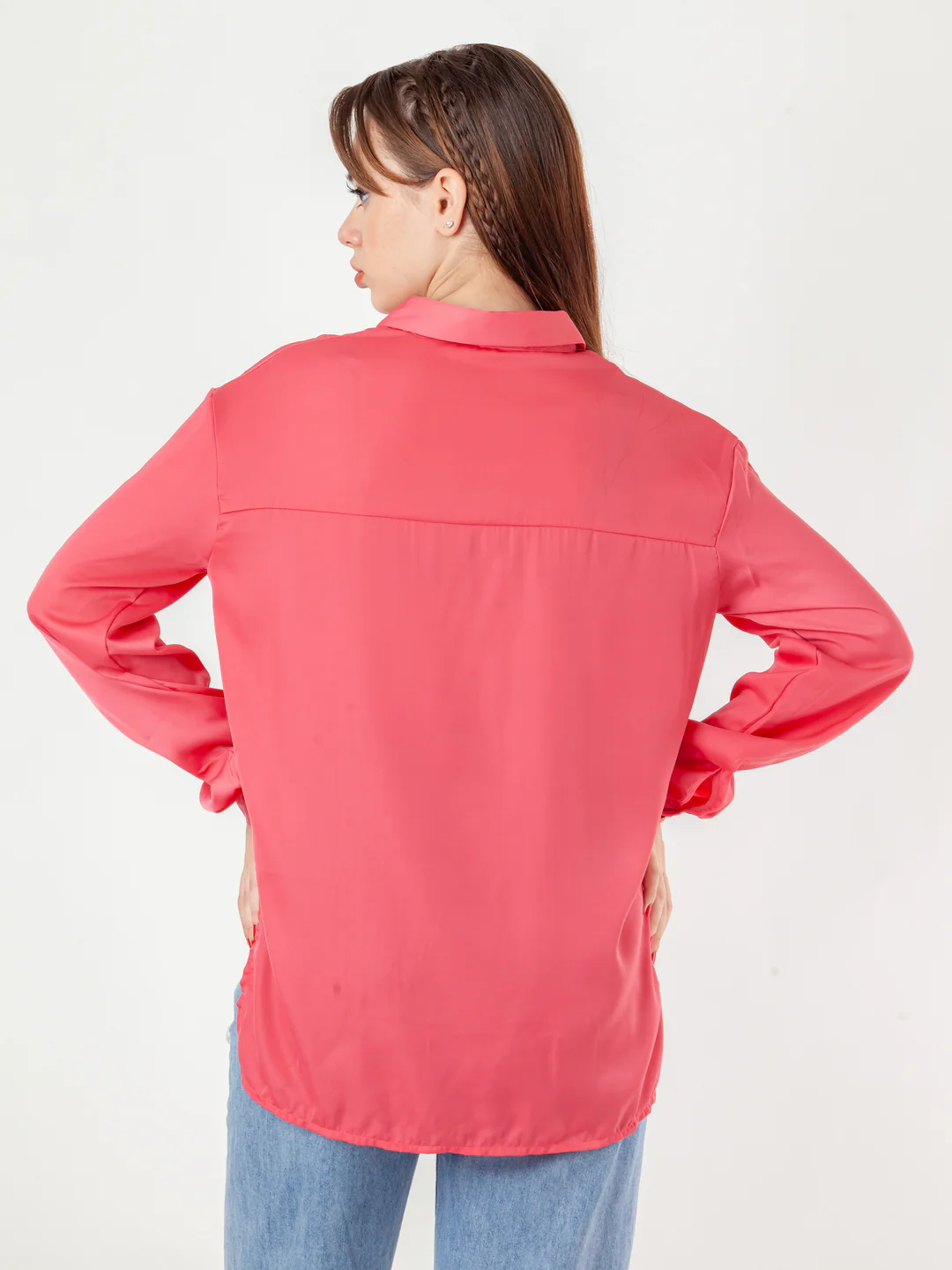 Pink Solid Regular Shirt - Image 4