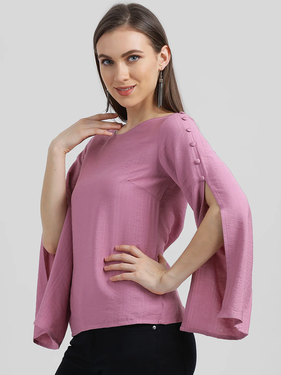 Pink Solid Regular Top - Image 2