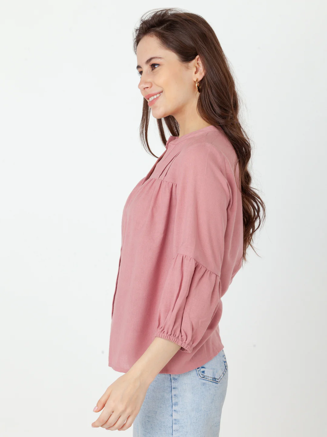 Pink Solid Regular Top - Image 3