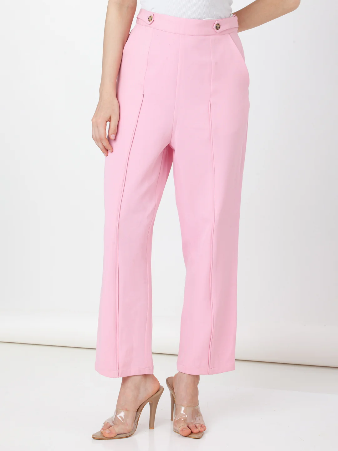Pink Solid Regular Trouser - Image 2