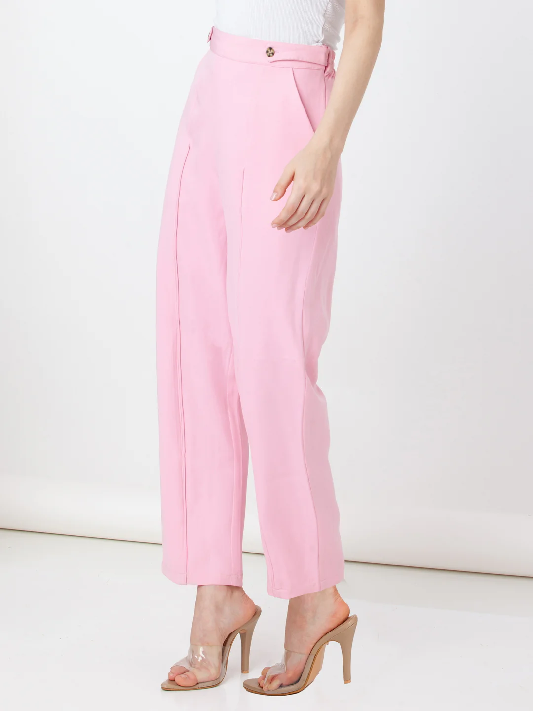 Pink Solid Regular Trouser - Image 3