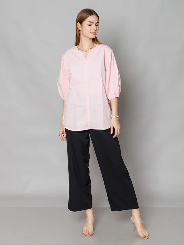 Pink Solid Relaxed Fit Top - Image 5