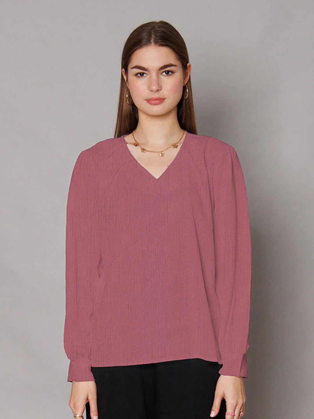 Pink Solid Relaxed Fit Top - Image 2