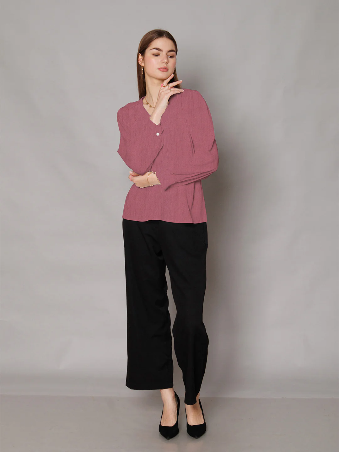 Pink Solid Relaxed Fit Top - Image 5