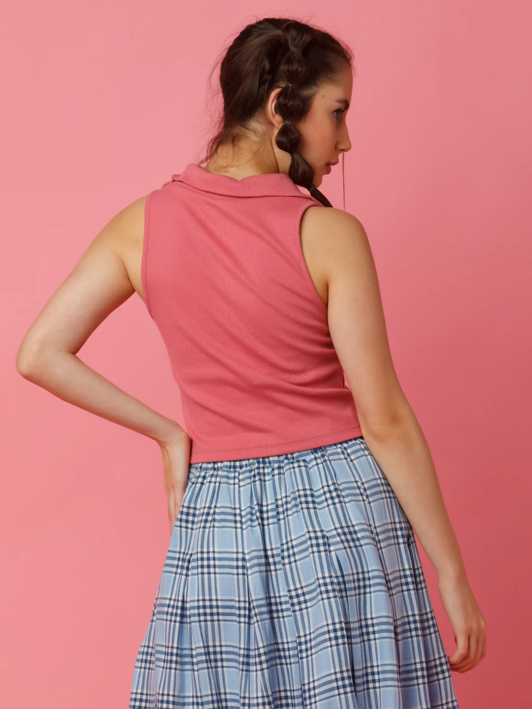 Pink Solid Shirt Style Top - Image 5