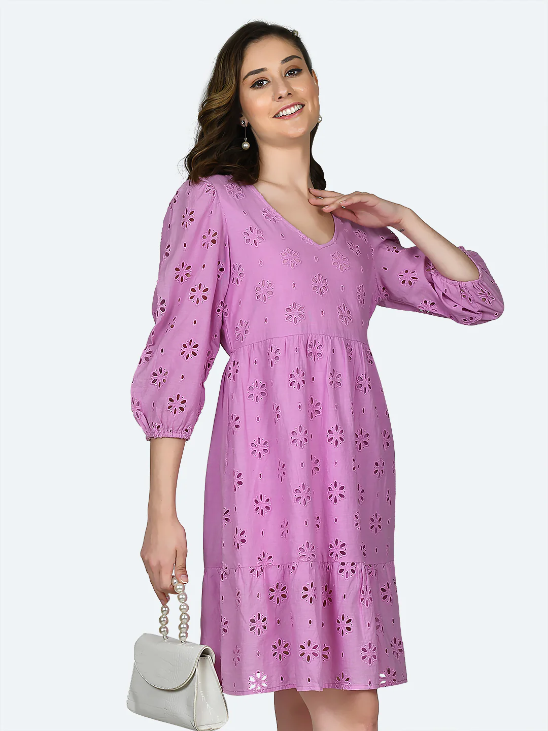 Pink Solid Short Dress - Image 3
