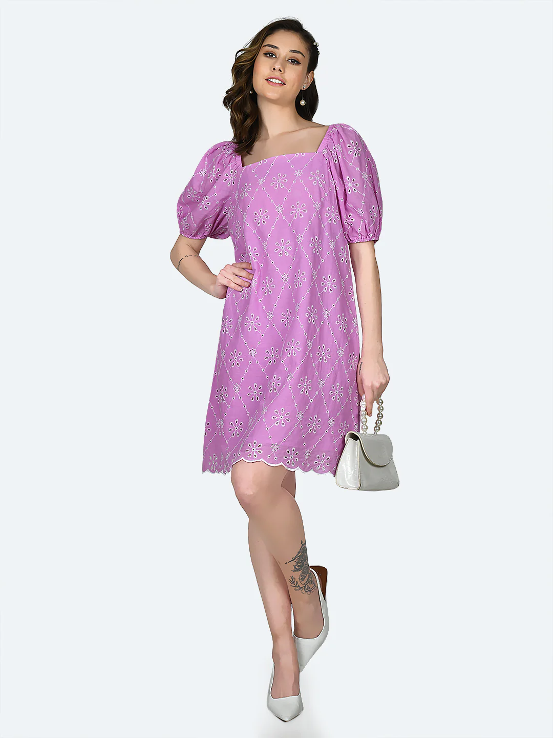 Pink Solid Short Dress - Image 5