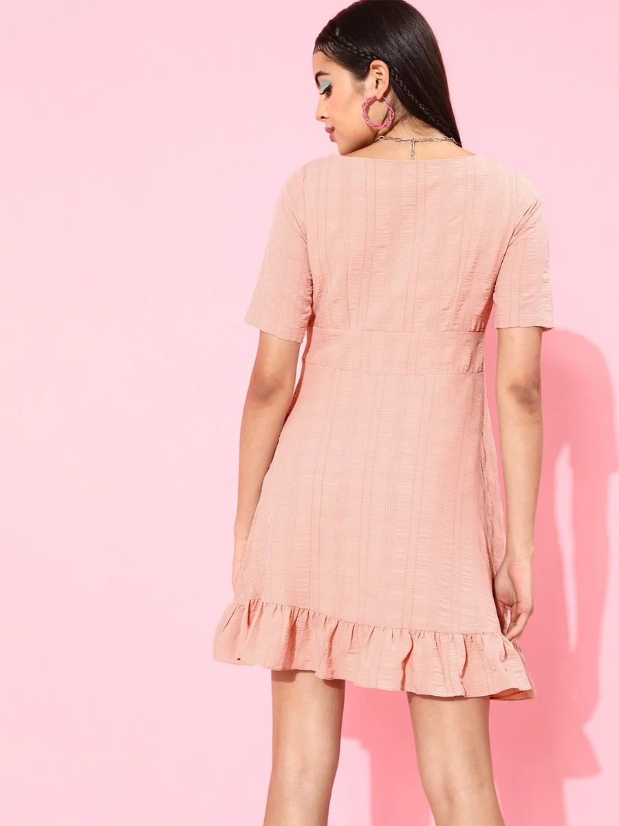 Pink Solid Short Dress - Image 3