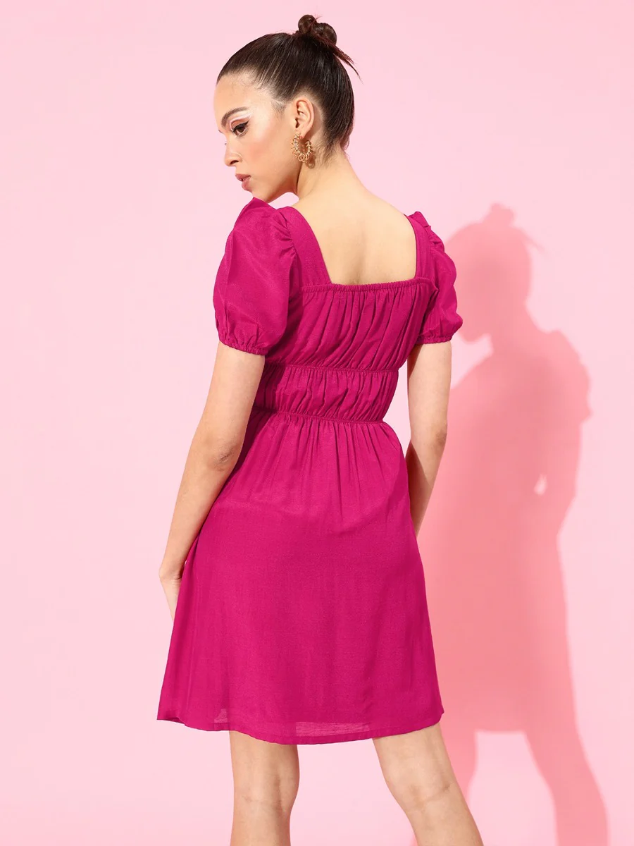 Pink Solid Short Dress - Image 2