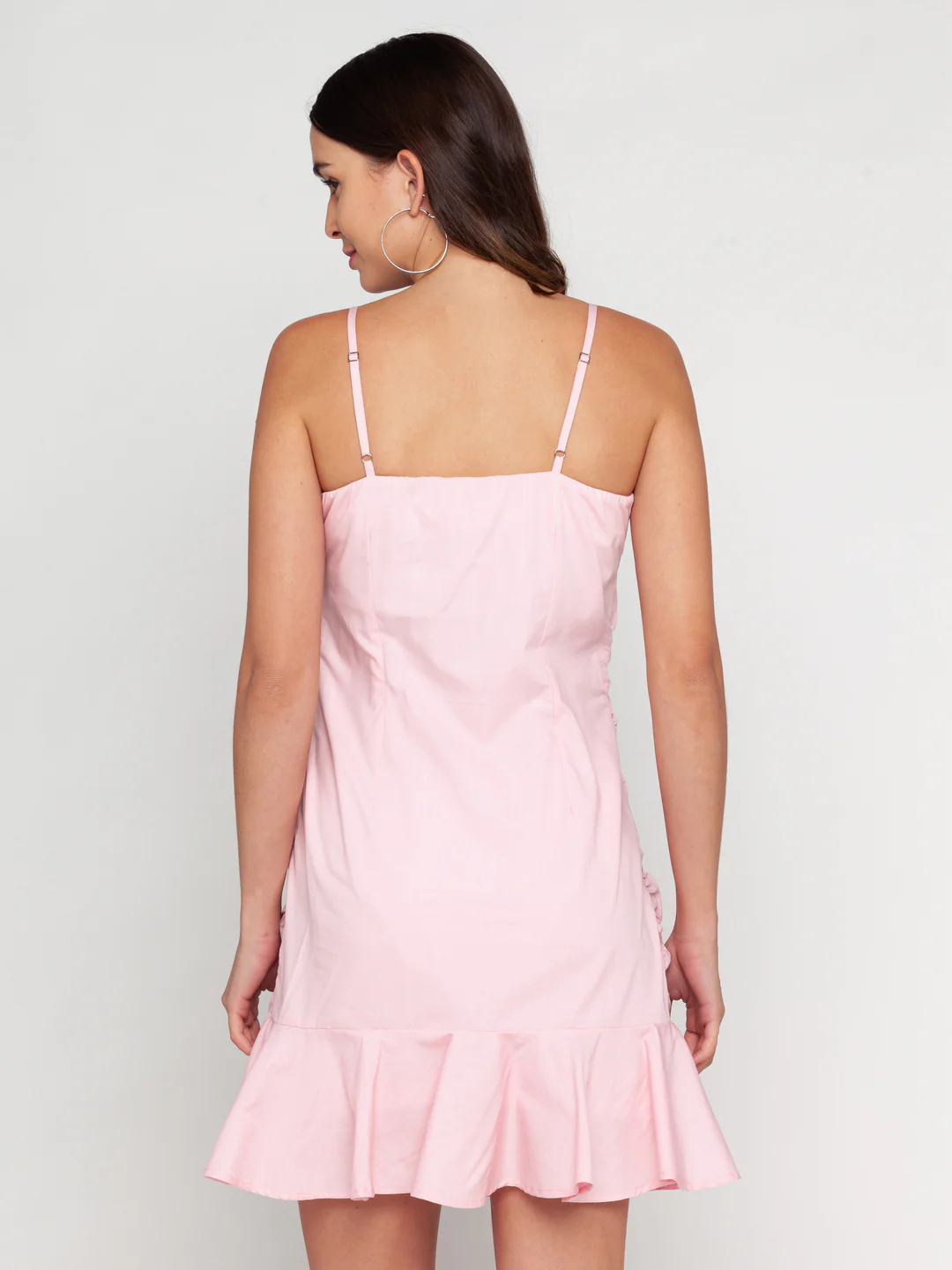 Pink Solid Short Dress - Image 5