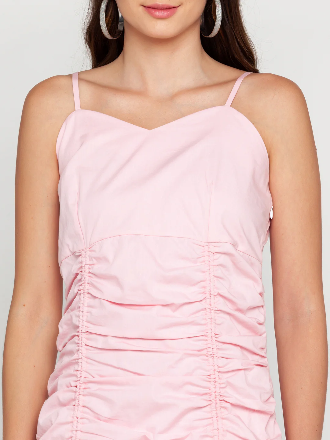 Pink Solid Short Dress - Image 7
