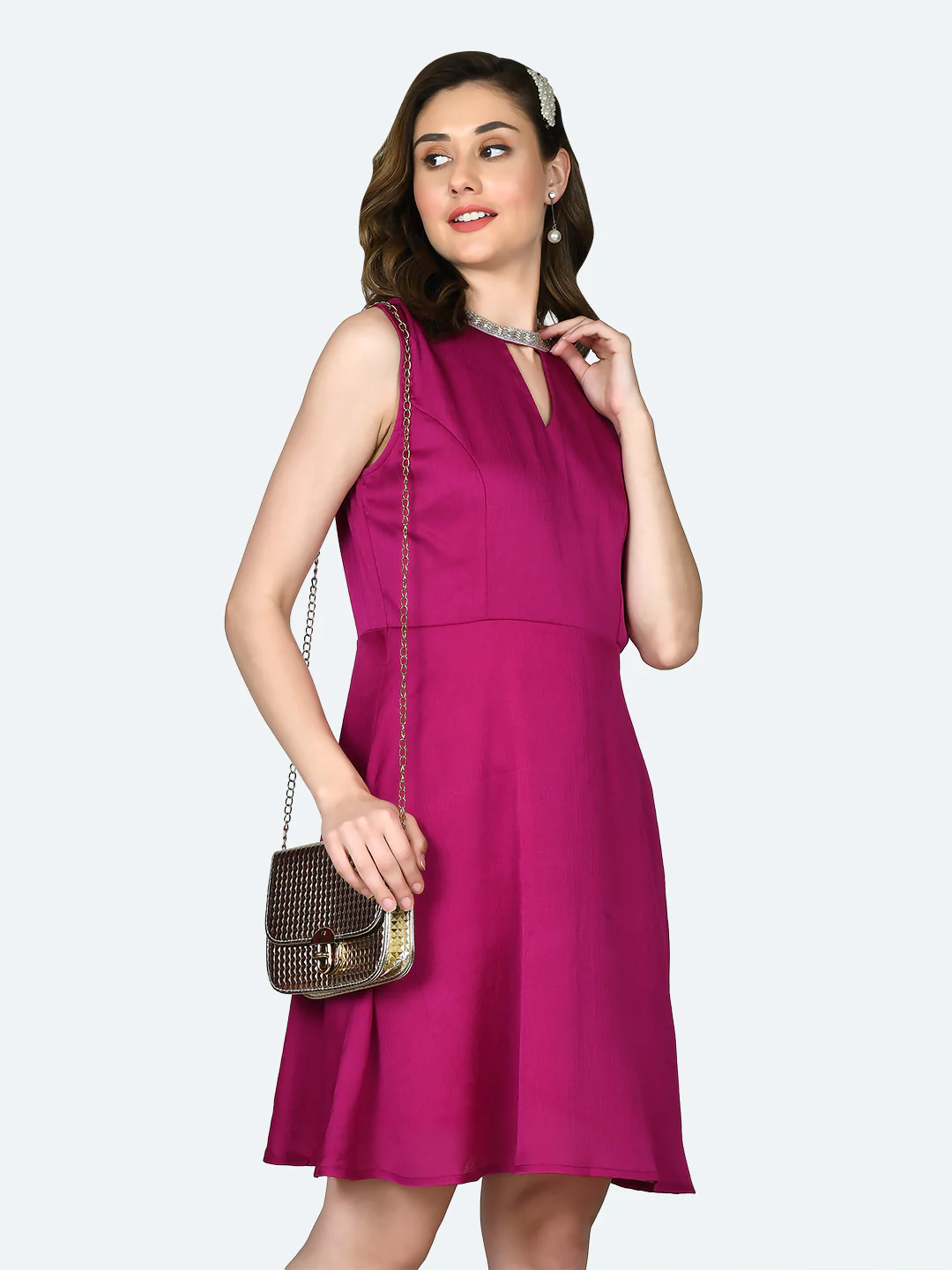 Pink Solid Short Dress - Image 3