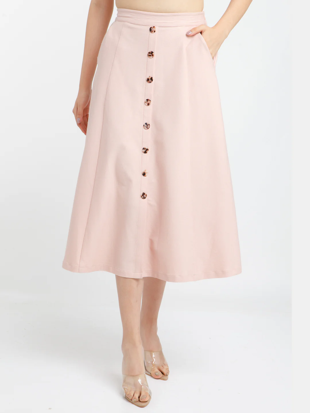 Pink Solid Skirt - Image 2