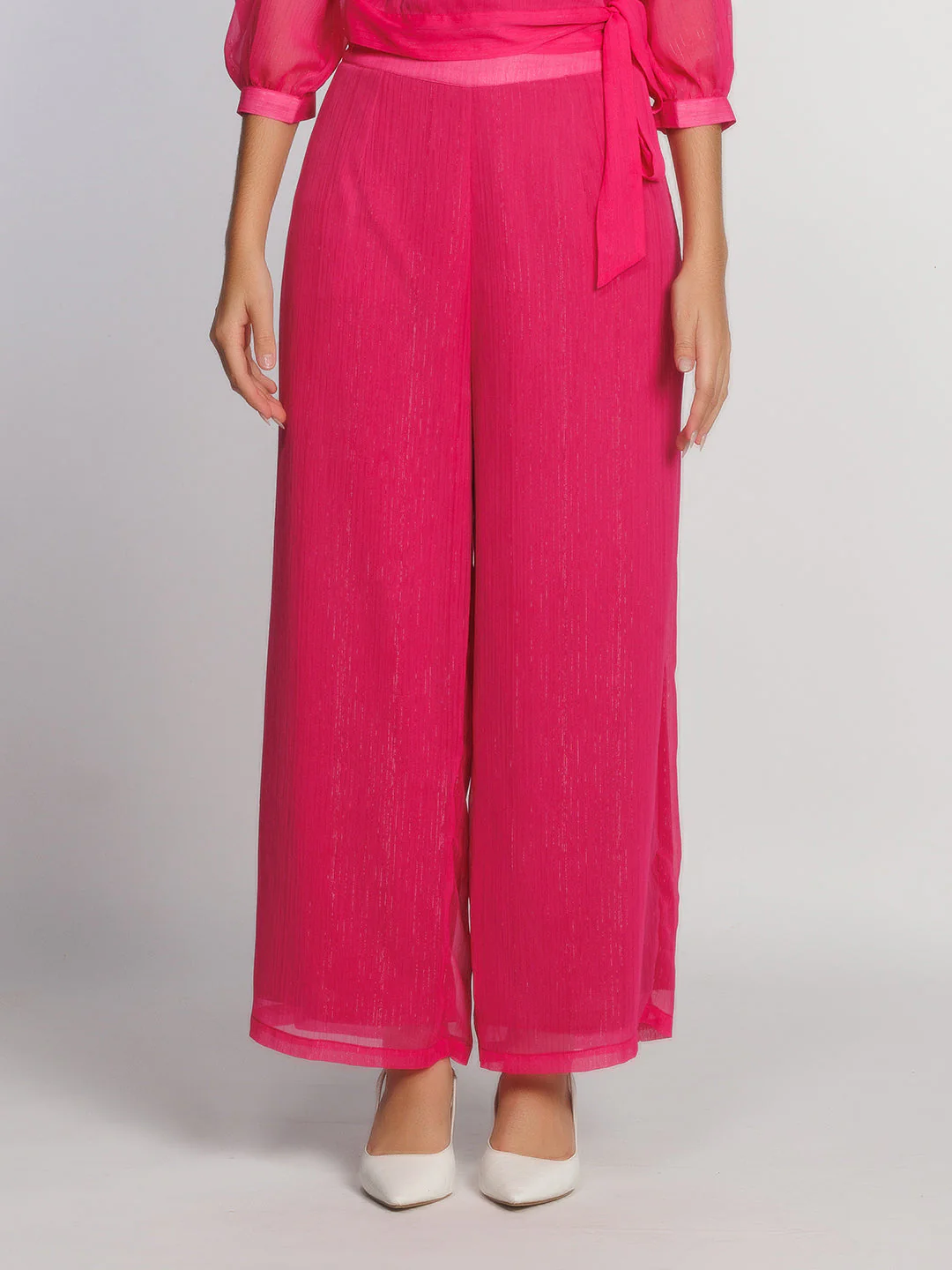 Pink Solid Straight Palazzo - Image 2