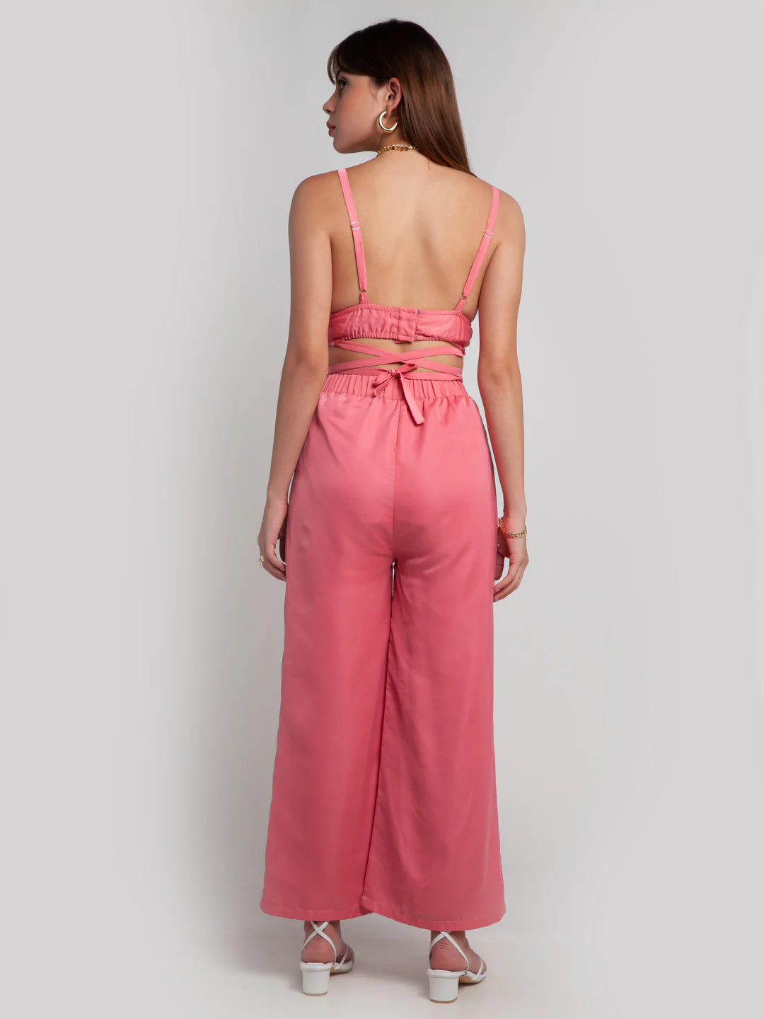 Pink Solid Strappy Co-ord Set - Image 4