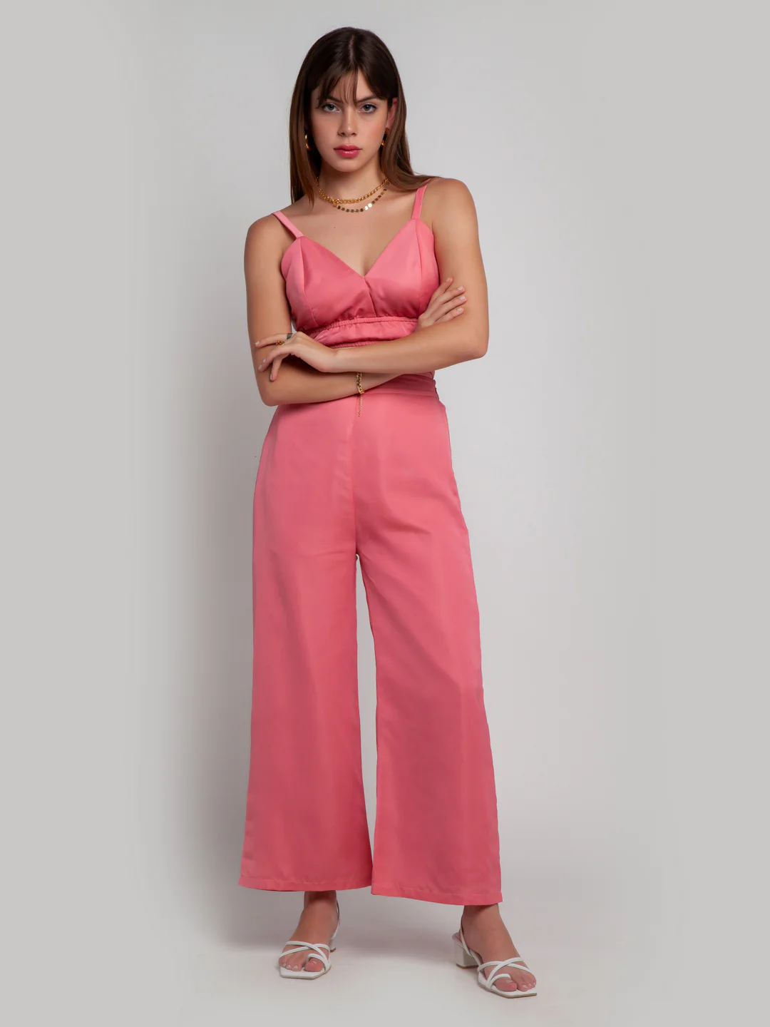 Pink Solid Strappy Co-ord Set - Image 5