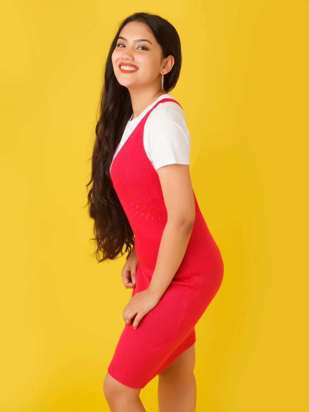 Pink Solid Strappy Sweater - Image 3