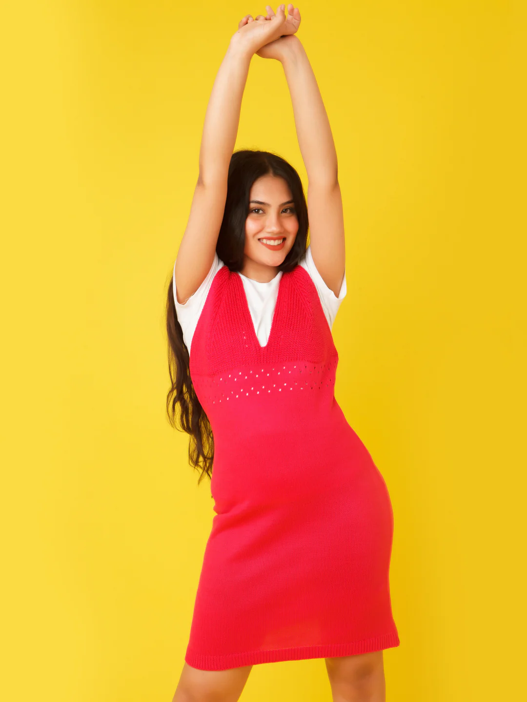 Pink Solid Strappy Sweater - Image 7