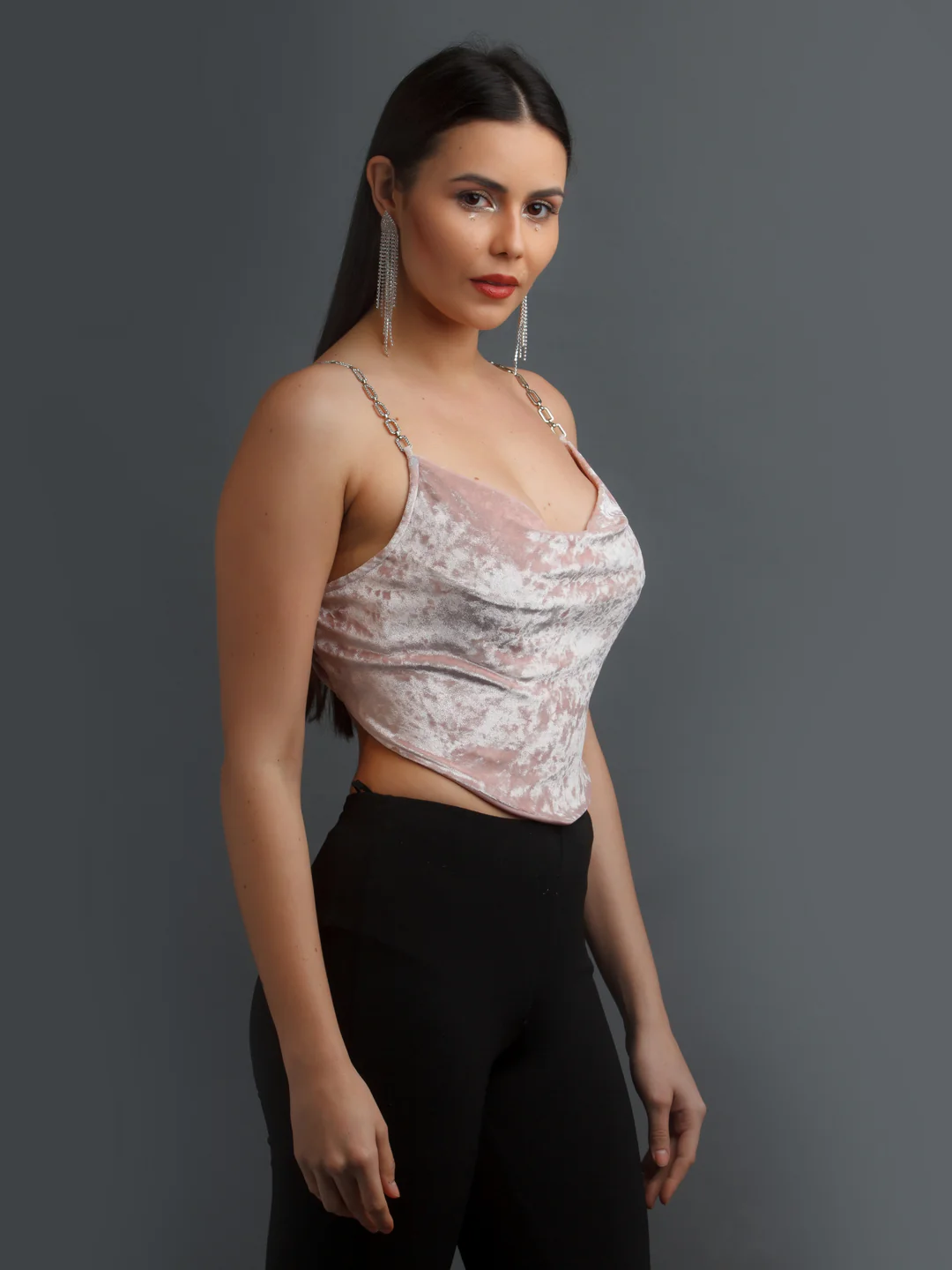 Pink Solid Strappy Top - Image 3
