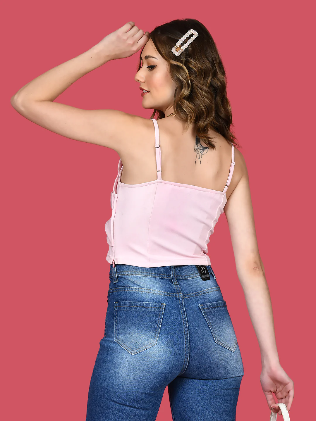 Pink Solid Strappy Top - Image 4