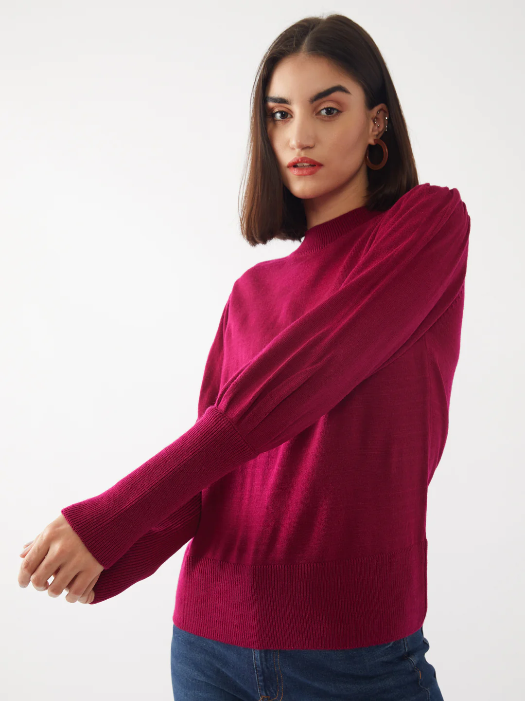Pink Solid Sweater - Image 2