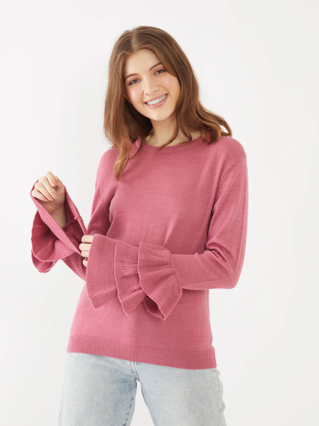 Pink Solid  Sweater - Image 2