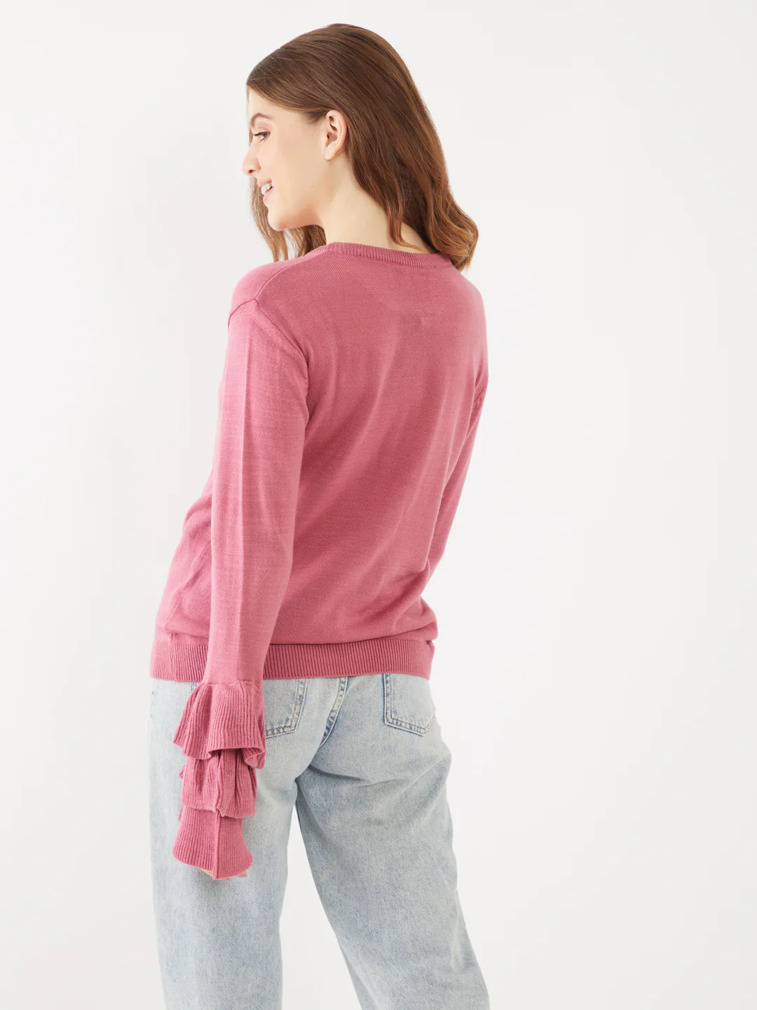 Pink Solid  Sweater - Image 4