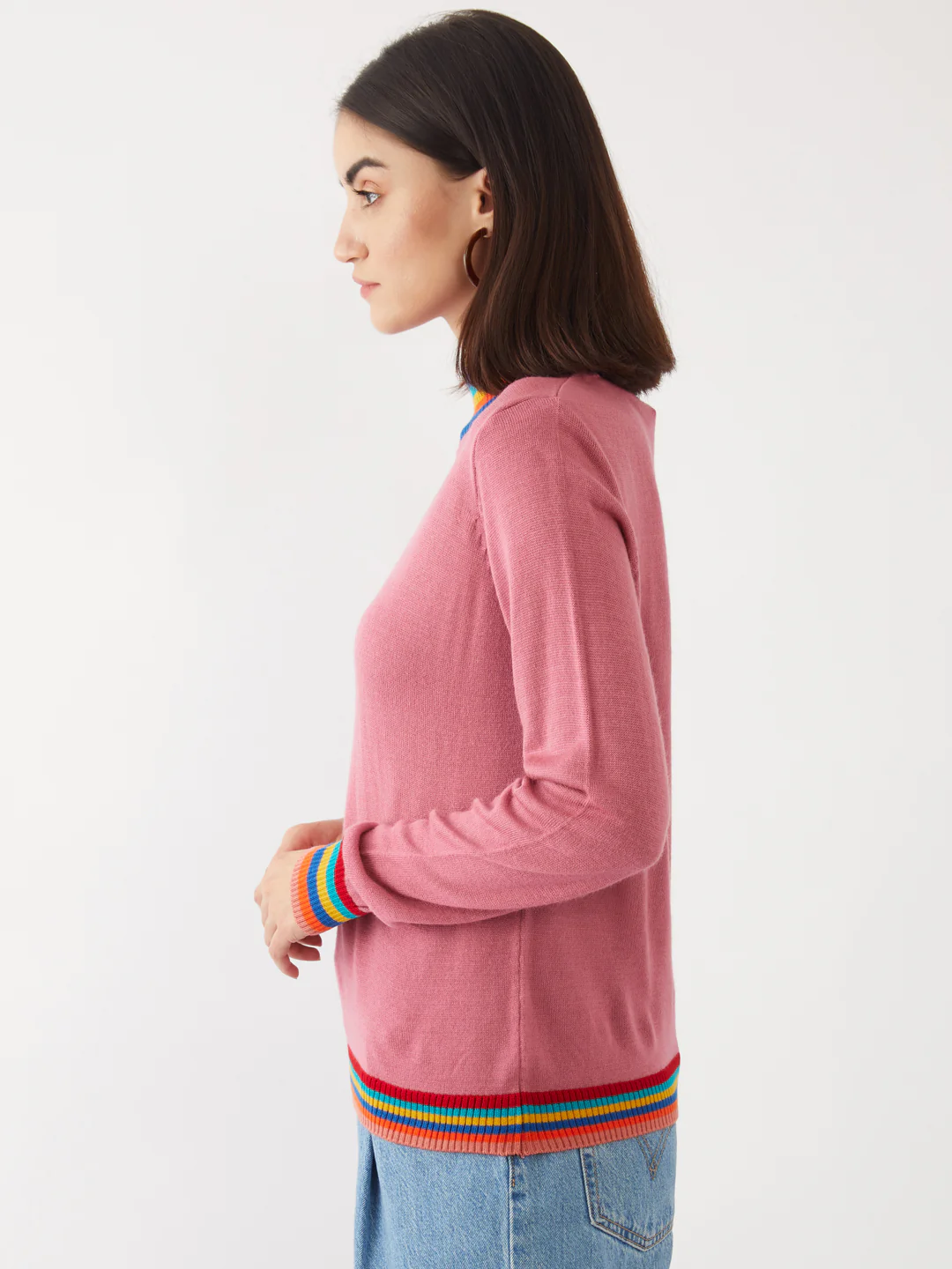 Pink Solid Sweater - Image 3