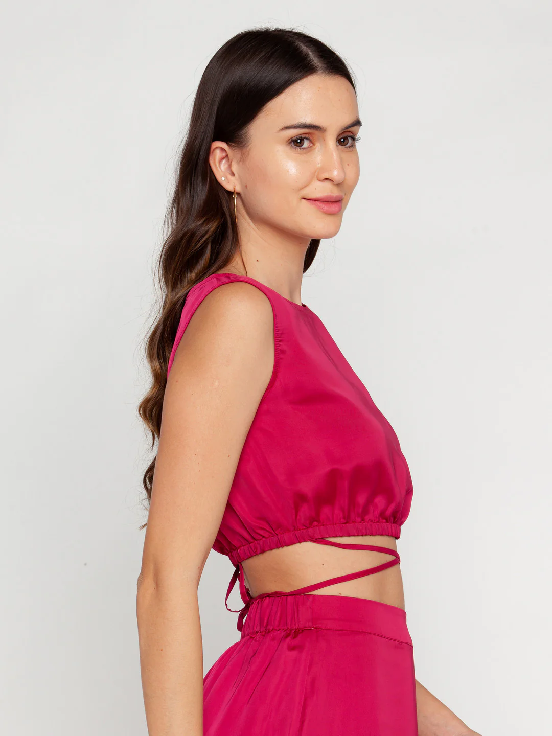 Pink Solid Tie-Up Top - Image 3
