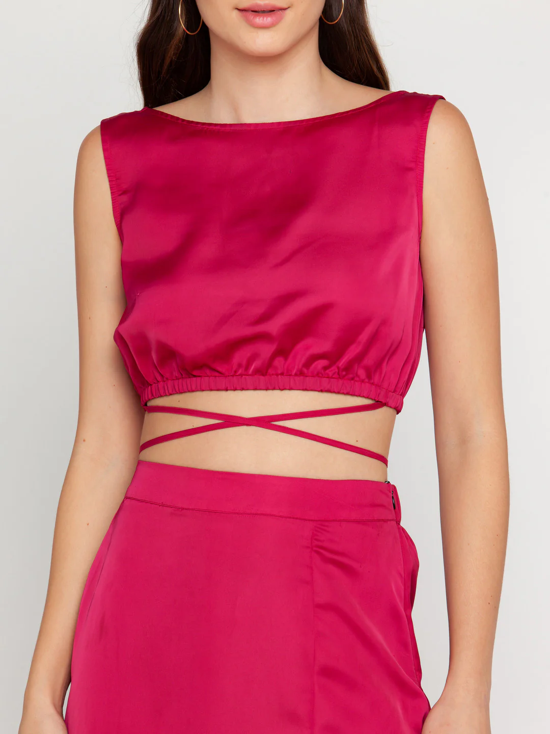 Pink Solid Tie-Up Top - Image 6