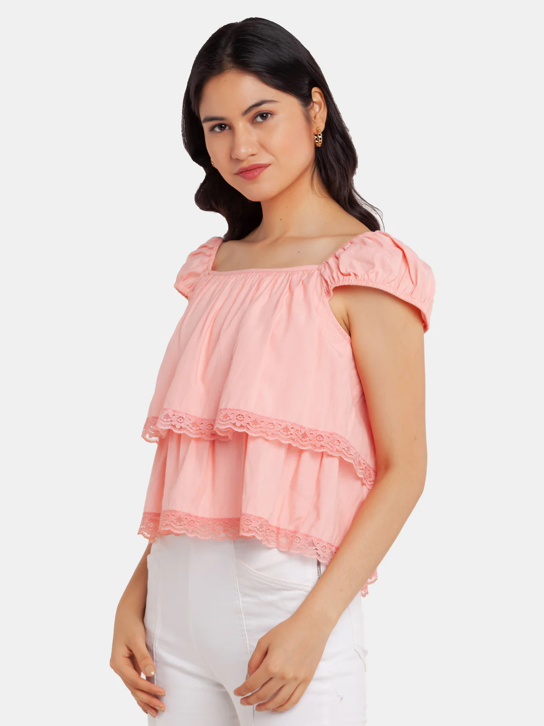 Pink Solid Tiered Top - Image 3